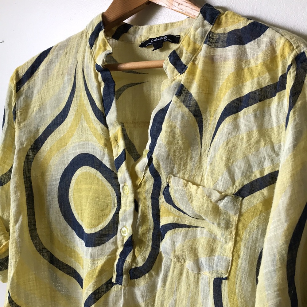 Charlie B yellow light tunic collarless size L - Picture 5 of 10